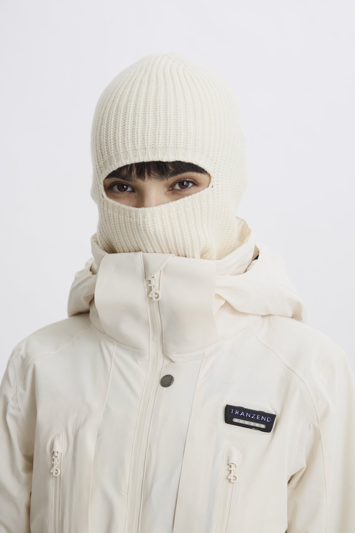 Balaclava Knitted Hat - Beige - Women - Second Image