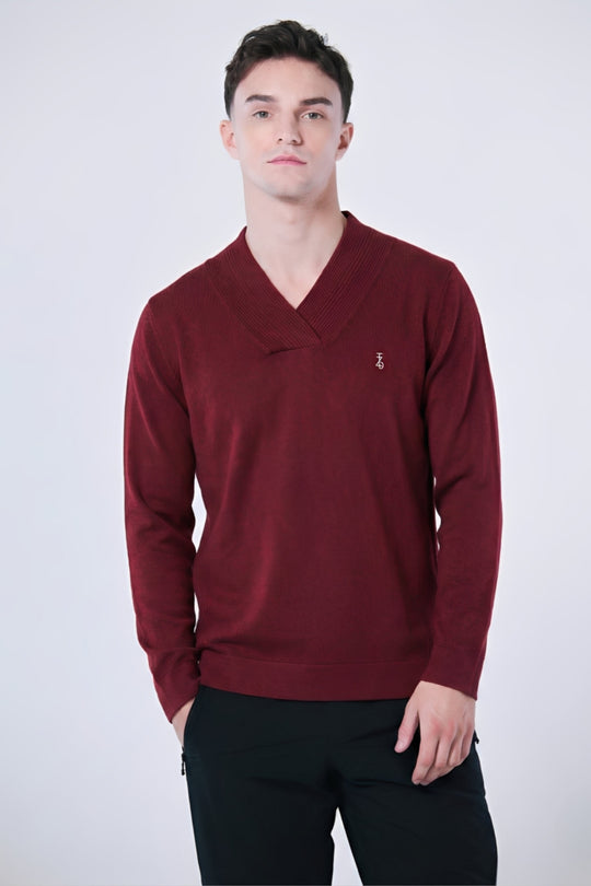 V-neck Wool Blend Sweater - Men
