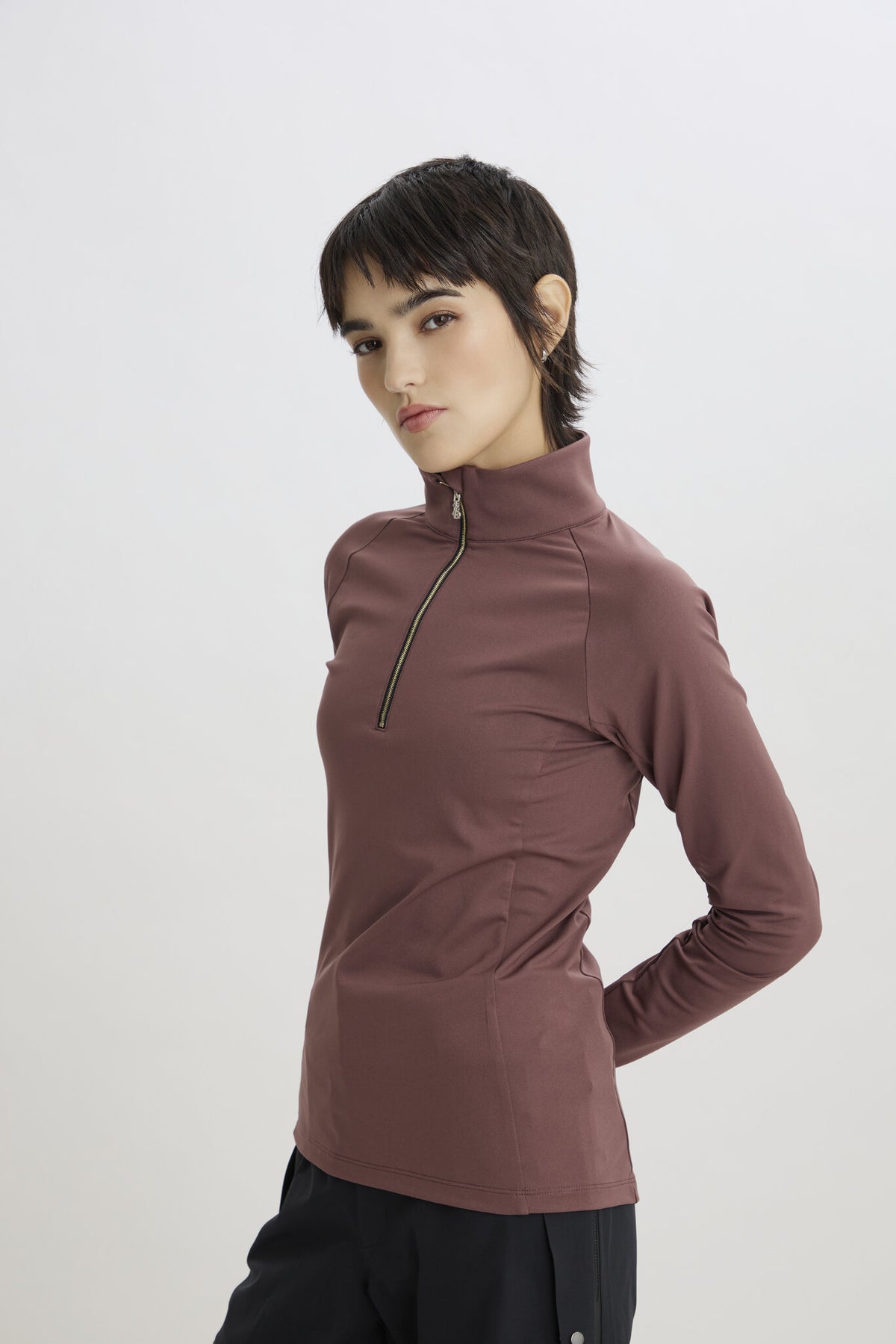 Metal Zip Baselayer - Women - Brown - Second Image