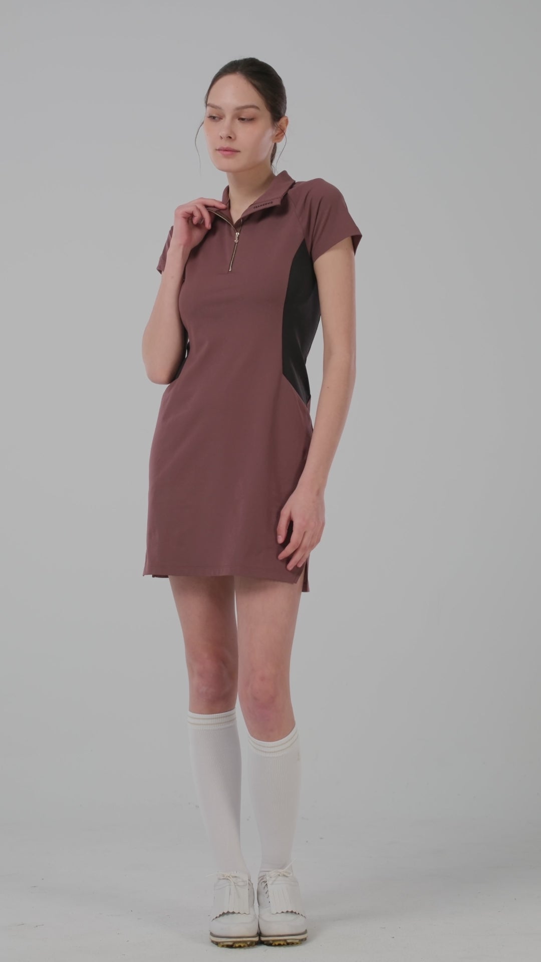 Quarter Zip Mock Neck Dress - Women