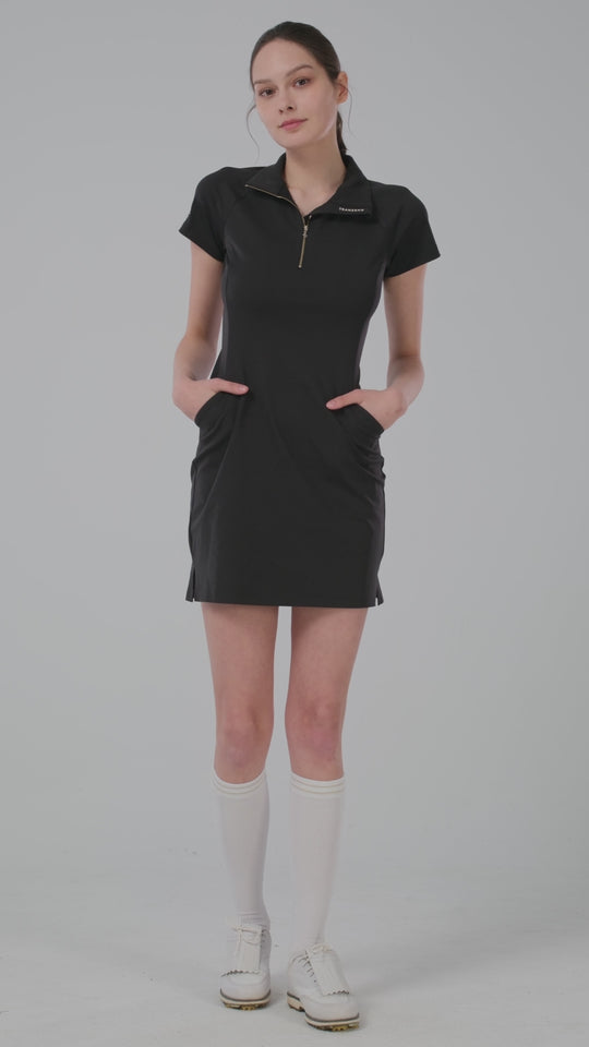 Quarter Zip Mock Neck Dress - Women
