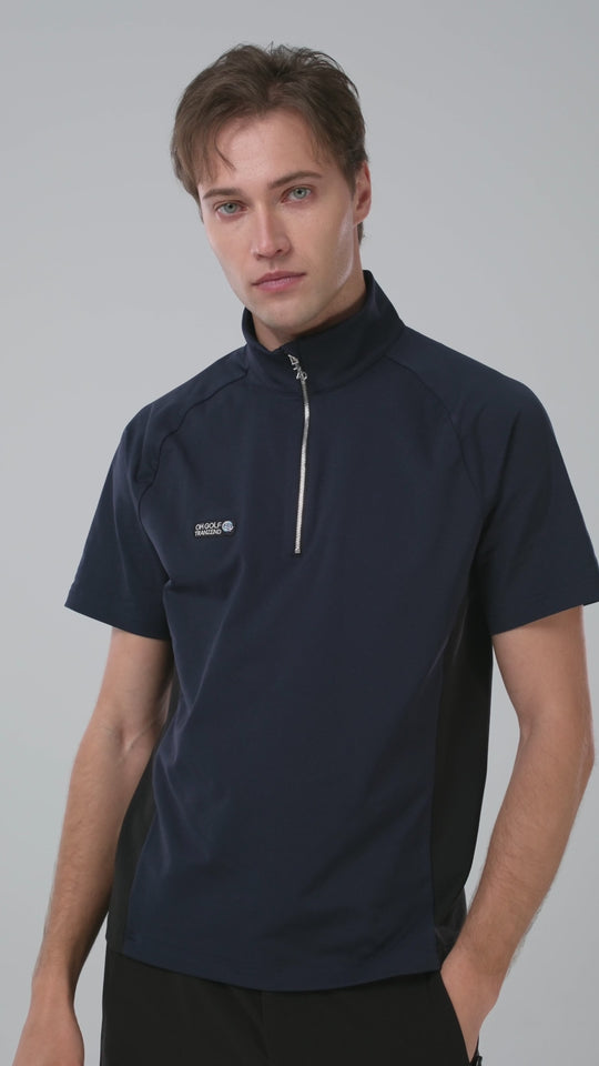 Quarter Zip Mock Neck Polo - Men