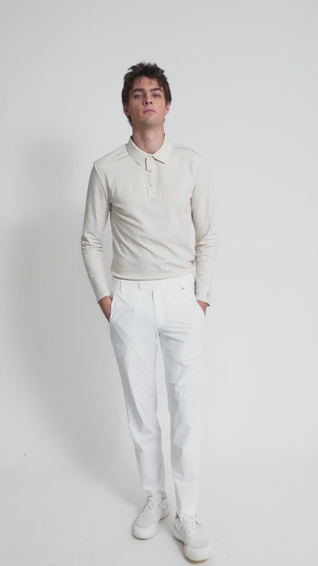 Infinite Glide Polo | Long Sleeves - Men - Beige - Video