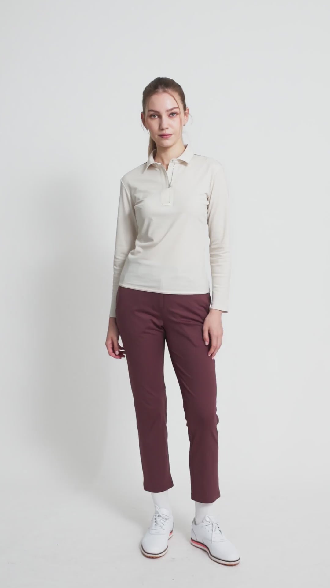 Drift Polo | Long Sleeves - Women - Beige - Video