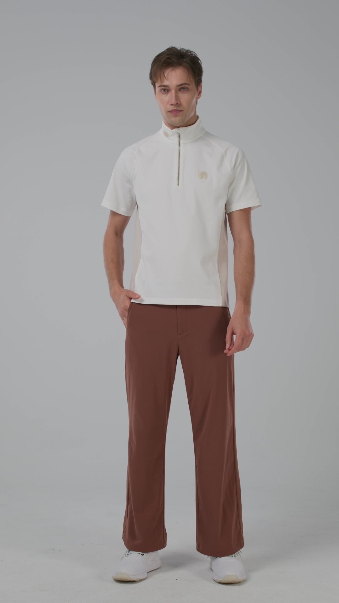 Quarter Zip Mock Neck Polo - Men