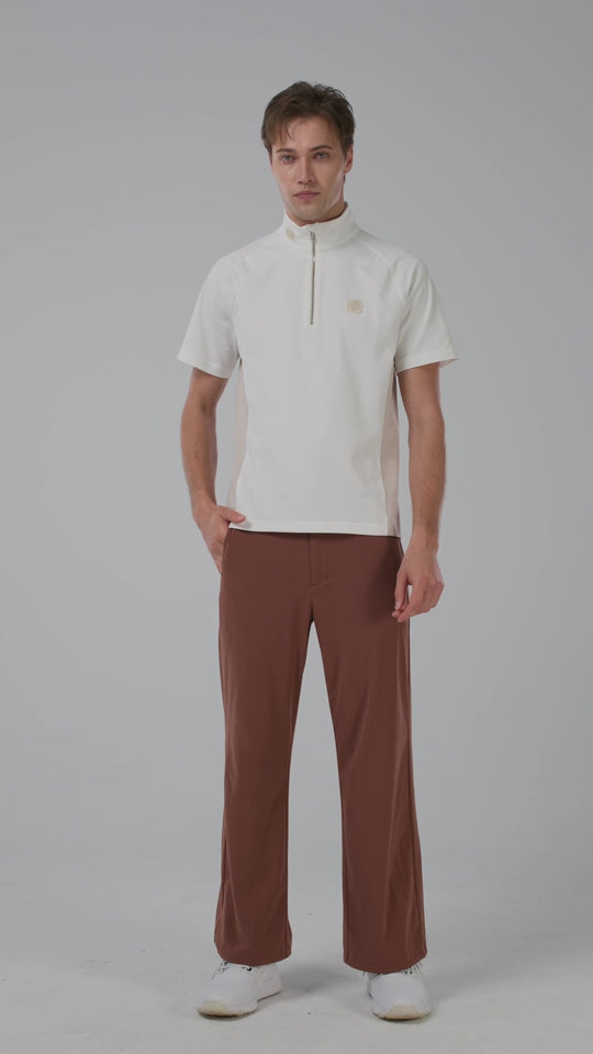 Quarter Zip Mock Neck Polo - Men