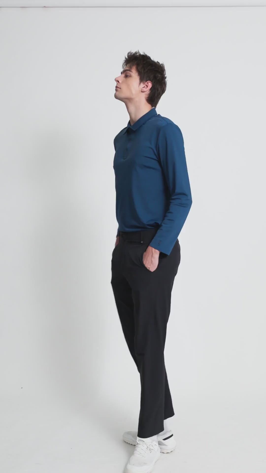 Infinite Glide Polo | Long Sleeves - Men - Peacock Blue - Video