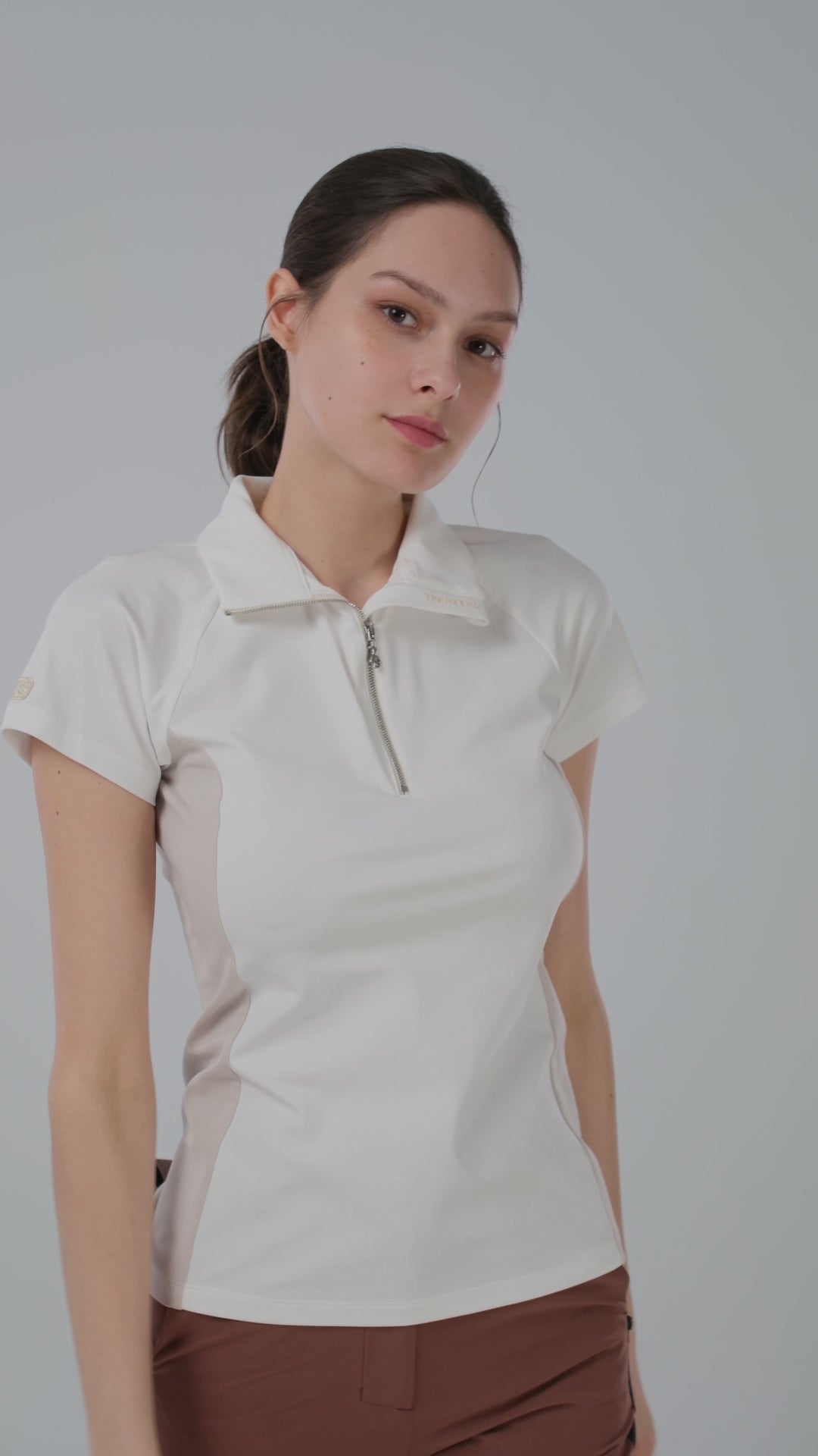Quarter Zip Mock Neck Polo - Women