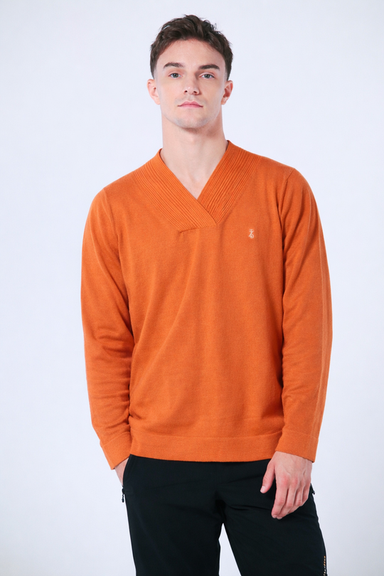 V-neck Wool Blend Sweater - Men